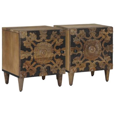 vidaXL Nočný stolík 2 pcs Hnedá 40 x 33,5 x 46 cm Masívne mango drevo