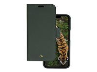 Puzdro s klopou na mobilný telefón - písmové hnedé úplety z udržateľnej kože - evergreen - pre Apple iPhone 14 Pro