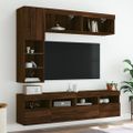 vidaXL 7-dielna súprava TV nástenných skriniek s LED hnedý dub