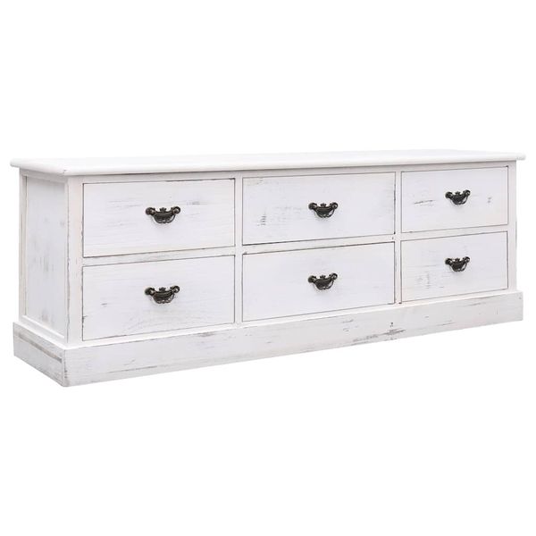 vidaXL Lavička do chodby, starožitná biela 115x30x40 cm, drevo