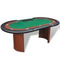 vidaXL Pokerový stôl pre 10, zóna pre dílera, držiak na žetóny, zelený