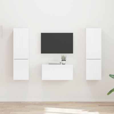 vidaXL Zostava TV skriniek 5 pcs Vysoký lesk bielej Kompozitné drevo