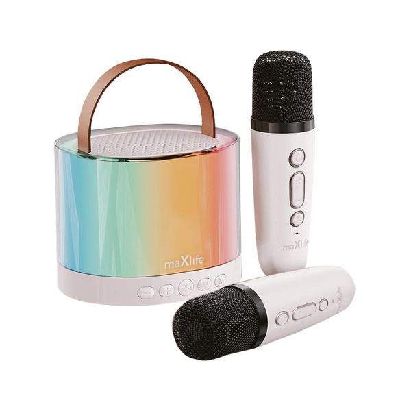 Maxlife MXKS-200 white Bluetooth karaoke reproduktor s 2 mikrofónmi, biela (OEM0200596)