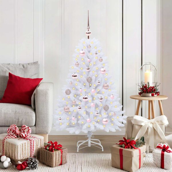 vidaXL Umelý Sklápací Vianočný Stromček Biela 120 cm PVC a oceľ