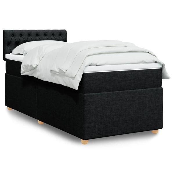 vidaXL Posteľný rám boxspring s matracom čierny 90x200 cm látka