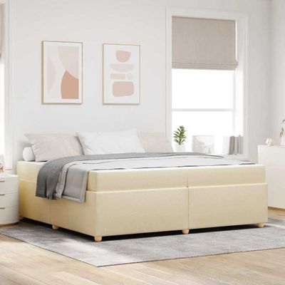 vidaXL Rám postele s matracmi Krémová 200 x 200 cm látka