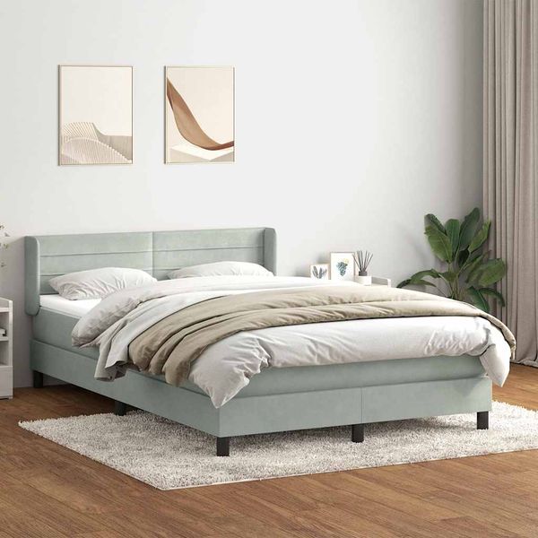 vidaXL Posteľný rám boxsping s matracom bledosivý 160x210 cm zamat