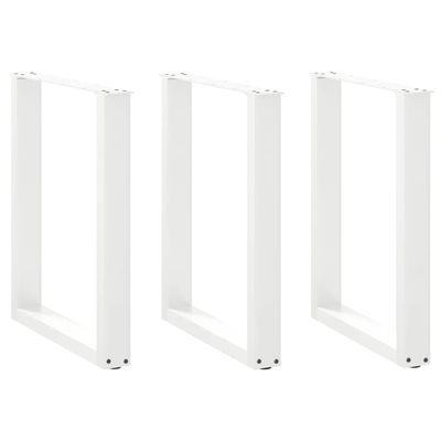 vidaXL Nohy k jedálenskému stolu v tvare U, 3 ks, biele, 70 x (72-73) cm, oceľové