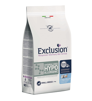 EXCLUSION HHFS02 SMALL BREED hydrolyzované hypoalergénne granule 2kg, ryba/kukurica