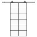 vidaXL Posuvné dvere s kovaním čierne 102x205 cm ESG sklo