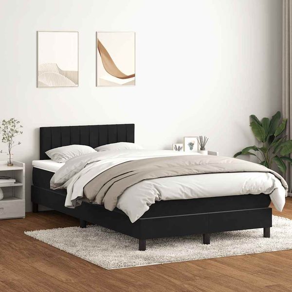 vidaXL Box Spring Posteľ s matracom a LED Čierna 120x220 cm Zamat