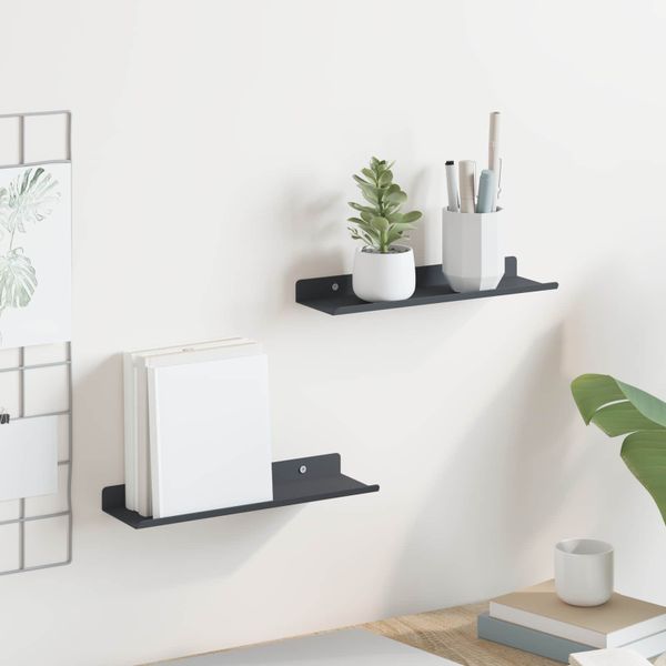 vidaXL Závesná polica Nástenný 2 pcs Antracit 30 x 9 x 2,5 cm Oceľ