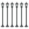 vidaXL Záhradné stĺpové lampy 6 ks E27 110 cm hliníkové tmavozelené