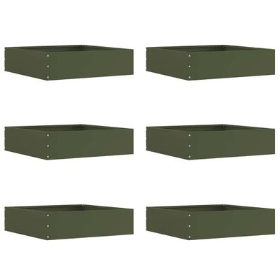 vidaXL Obrubník trávnika 6 ks 50 x 50 x 13 cm Oceľ Olivovo zelená