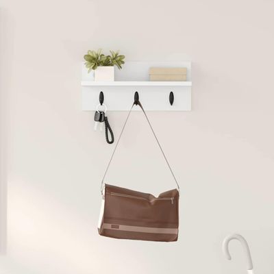 vidaXL Vešiak na stenu Nástenná montáž Biela 40 x 10,5 x 18 cm