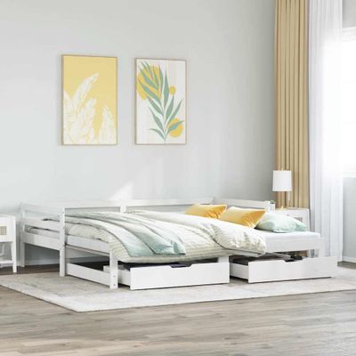 vidaXL Rozkladacia denná posteľ s matracmi bez matraca biela 90x190 cm