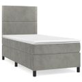 vidaXL Posteľný rám boxsping s matracom bledosivý 90x190 cm zamat