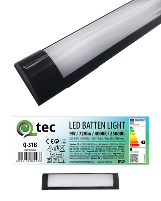 Q-31B 9W LED BATTEN LIGHT podlinkové svetlo - čierne QTEC 30cm