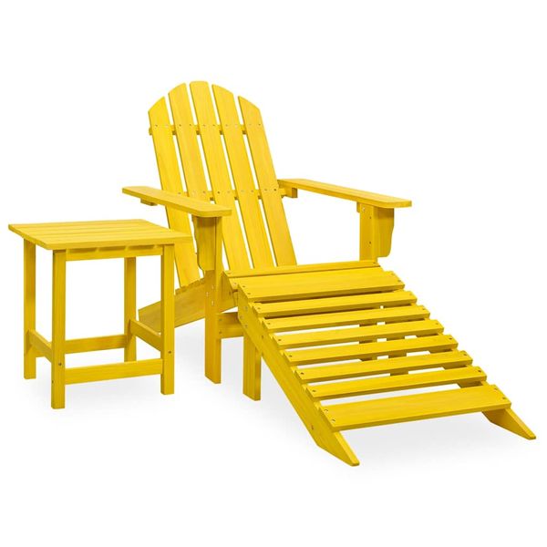 vidaXL Záhradná stolička Adirondack s otomanom a stolíkom jedľa žltá