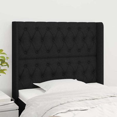 vidaXL Čelo postele so záhybmi čierne 103 x 16 x 118/128 cm látka