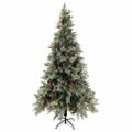 vidaXL Osvetlený vianočný stromček so šiškami, zelený 225 cm, PVC a PE