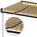 vidaXL Automatická markíza, LED a senzor vetra 500x300 cm, žltá/biela