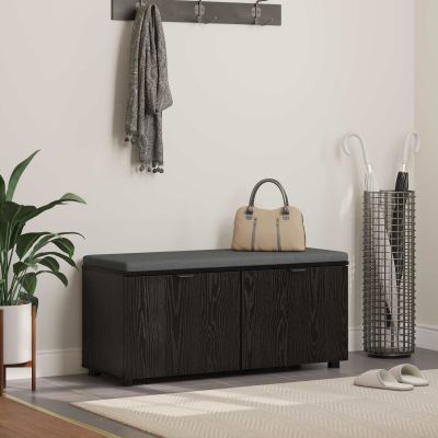 vidaXL Predsieňová lavica s vankúšom Čierny Dub 100 x 38 x 46 cm
