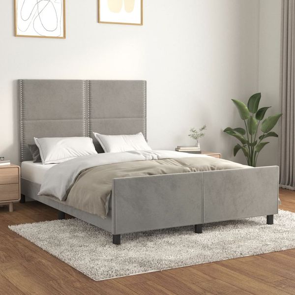 vidaXL Posteľ bez matraca bledosivý 140x200 cm zamat