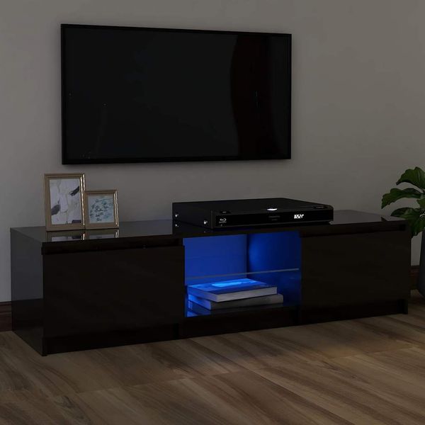 vidaXL TV skrinka s LED svetlami lesklá sivá 120x30x36 cm