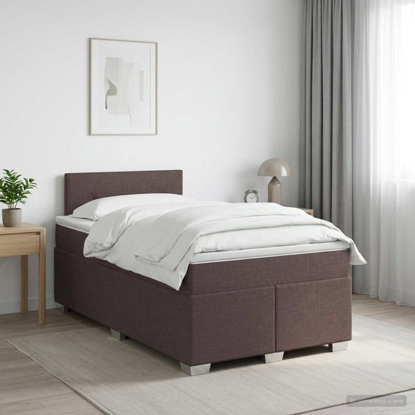 vidaXL Posteľ boxspring s matracom Tmavohnedá 120 x 200 cm Látka
