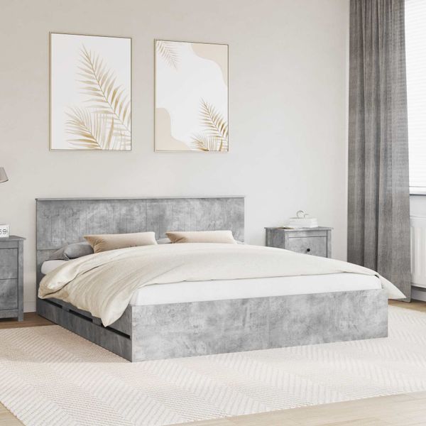 vidaXL Rám postele Betónová šedá 180 x 200 cm Inžinierske drevo