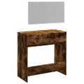 vidaXL Toaletný stolík so zrkadlom dymový dub 80x39x80 cm