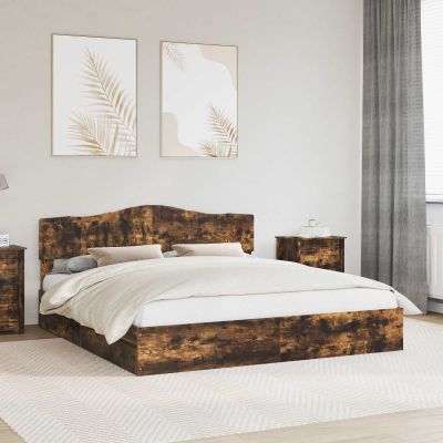 vidaXL Úložná posteľ Dymová dub 180 x 200 cm Kompozitné drevo