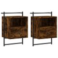 vidaXL Nočné skrinky nástenné 2 ks dymový dub 40x30x61cm kompoz. drevo