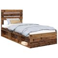 vidaXL Rám postele Staré drevo 90 x 200 cm Masívne borovicové drevo