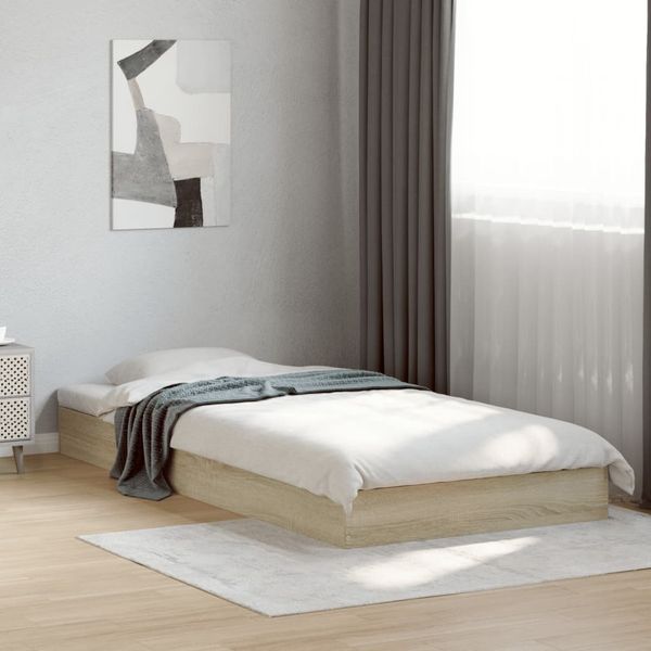 vidaXL Posteľný rám bez matraca dub sonoma 100x200 cm kompozitné drevo