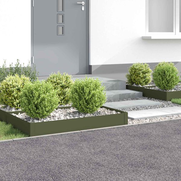 vidaXL Obrubník trávnika 4 ks 100 x 60 x 20 cm Oceľ Olivovo zelená