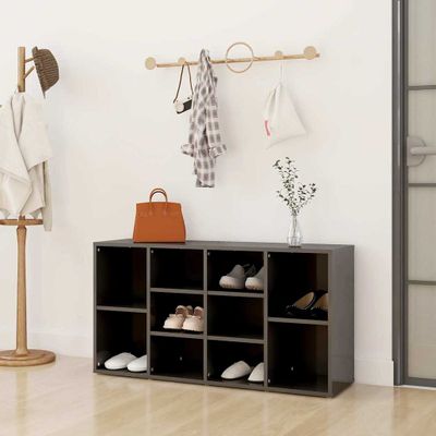 vidaXL Lavica na topánky lesklá sivá 103x30x55 cm drevotrieska