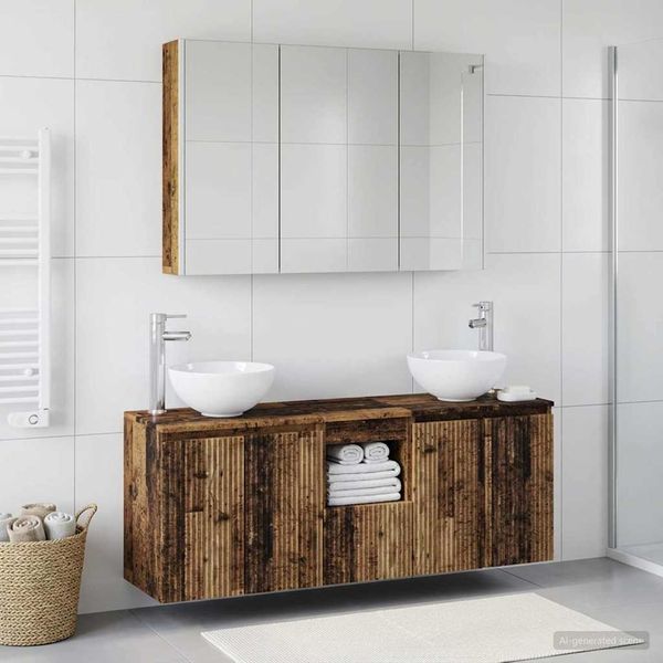 vidaXL Set kabinetov do kúpeľne 4 pcs Staré drevo 103,5 x 15,5 x 70 cm
