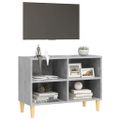 vidaXL TV stolík nohy z masívneho dreva betónový sivý 69,5x30x50 cm