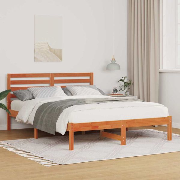 vidaXL Rám postele Včelí hnedý 135 x 190 cm Masívne borovicové drevo