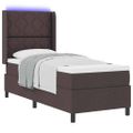 vidaXL LED box s pružinami Tmavohnedá 90 x 190 cm látka
