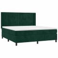 vidaXL Posteľný rám boxsping s matracom tmavozelený 180x200 cm zamat