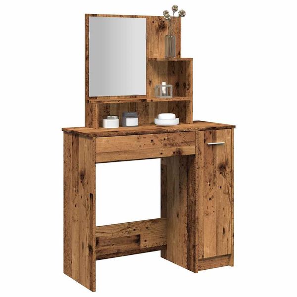 vidaXL toaletný stolík so zrkadlom Old Wood 86,5x35x136 cm