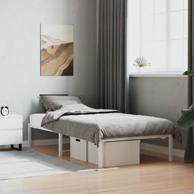 vidaXL Kovový posteľný rám biely 90x200 cm