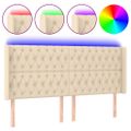 vidaXL Čelo postele s LED krémové 183x16x118/128 cm látka