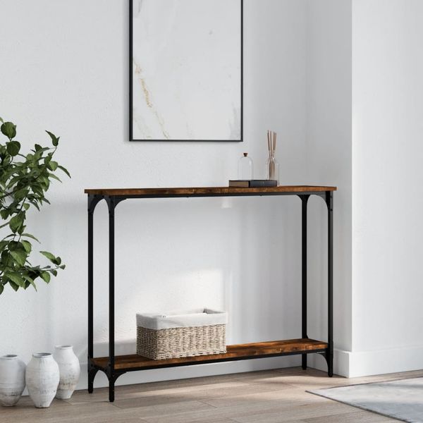 vidaXL Konzolový stolík dymový dub 100x22,5x75 cm kompozitné drevo