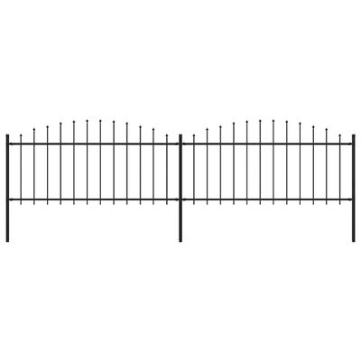 vidaXL Záhradný plot s hrotmi, oceľ (0,5-0,75)x3,4 m, čierny