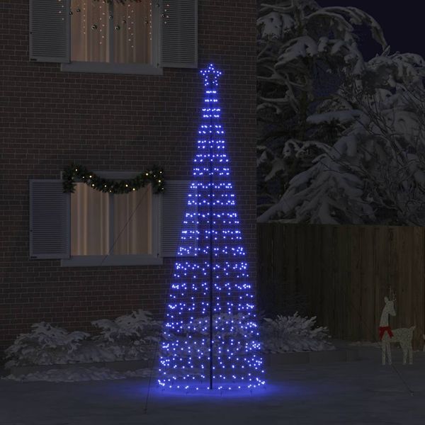 vidaXL LED Vianočný stromček so zemnými kolíkmi Modrá 400 cm Železo