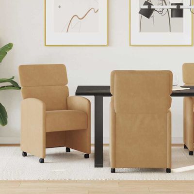 vidaXL Jedálenské stoličky na kolieskach 2 pcs Hnedá 58 x 65 x 98 cm